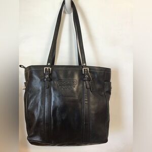 Vintage Classic COACH Shoulder Handbag Purse Black Leather Gallery Zip Tote